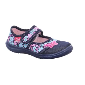 BECK Kinder-Hausschuh Dunkelblau Textil  Mädchenhausschuh 