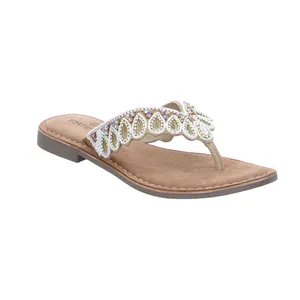 SCHUHENGEL Zehentrenner-FlipFlop Beige Leder SCHUHENGEL Zehentrenner-FlipFlop Beige Leder