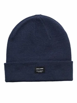 JACK & JONES Umschlag, Feinstrick Mütze Blau Textil JACK & JONES Umschlag, Feinstrick Mütze Blau Textil