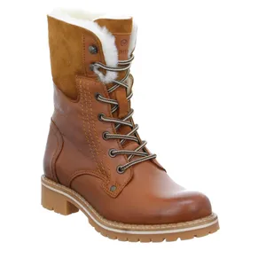 SCHUHENGEL Boot Cognac Leder  mit Woll- & Lammfellfutter 