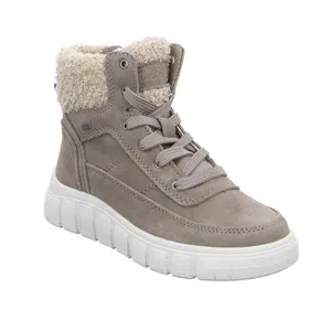 LURCHI Mädchen-Winter-Bottine Taupe Leder  Sneaker high 