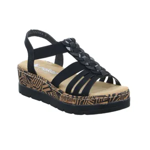 RIEKER Sandalette Schwarz Textil 