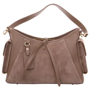 * Ledertasche mit Überschlag Taupe Leder * Ledertasche mit Überschlag Taupe Leder