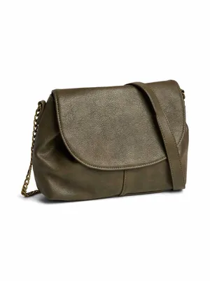 PIECES Handtasche mit Überschlag Khaki Lederimitat PIECES Handtasche mit Überschlag Khaki Lederimitat