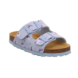 BIOLife Kinder-Pantolette Hellblau Lederimitat  Mädchen 