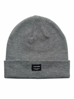 JACK & JONES Umschlag, Feinstrick Mütze Grau Textil JACK & JONES Umschlag, Feinstrick Mütze Grau Textil