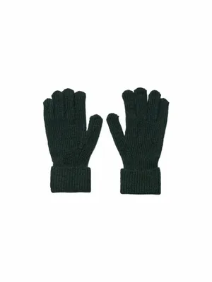 PIECES Strickhandschuh Dunkelgrün Textil 