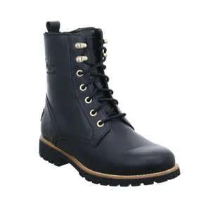 PANAMA JACK Boot Schwarz Leder  mit Lammfell - Innenfutter 