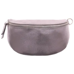 * Gürteltasche / Bodybag Altsilber Leder 