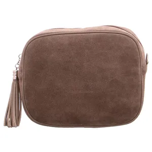 * Umhängetasche Taupe Leder 