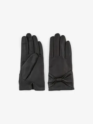 PIECES Damen Handschuh Schwarz Leder 
