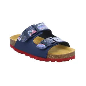 BIOLife Kinder-Pantolette Blau Lederimitat  Mädchen 