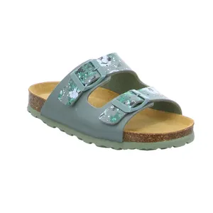 BIOLife Unisex Kinder-Pantolette Olive Lederimitat BIOLife Unisex Kinder-Pantolette Olive Lederimitat