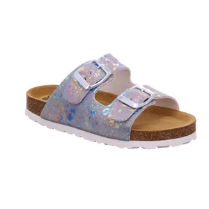 BIOLife Kinder-Pantolette Silber Lederimitat  Unisex 