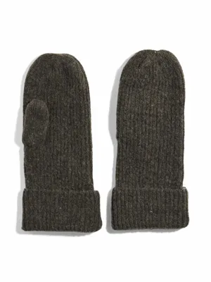 PIECES Fausthandschuhe, Umschlag Strickhandschuh Braun Textil PIECES Fausthandschuhe, Umschlag Strickhandschuh Braun Textil