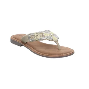 SCHUHENGEL Zehentrenner-FlipFlop Taupe Leder SCHUHENGEL Zehentrenner-FlipFlop Taupe Leder