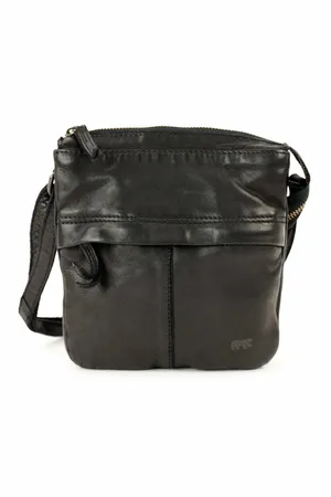 BEAR DESIGN Umhängetasche Schwarz Leder 