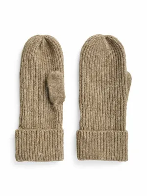 PIECES Fausthandschuhe, Umschlag Strickhandschuh Beige Textil PIECES Fausthandschuhe, Umschlag Strickhandschuh Beige Textil