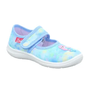 BECK Kinder-Hausschuh Hellblau Textil  schmale Passform 