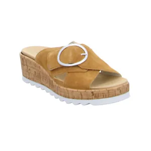 WALDLÄUFER Comfort-Pantolette Cognac Leder  mit Wechselfussbett 