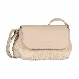 TOM TAILOR Handtasche mit Überschlag Beige Textil 
