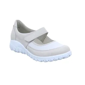 WALDLÄUFER Comfort-Ballerina Hellgrau Leder  mit Wechselfussbett 