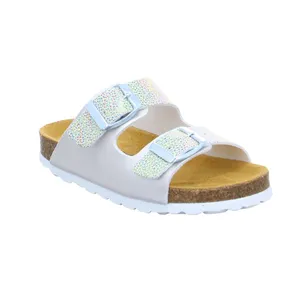 BIOLife Kinder-Pantolette Offwhite Lederimitat  Mädchen 
