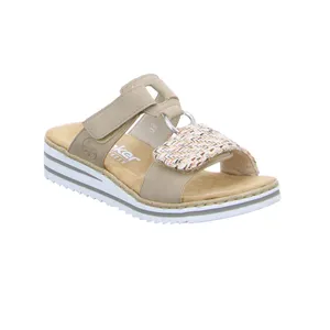 RIEKER Pantolette Beige Textil RIEKER Pantolette Beige Textil
