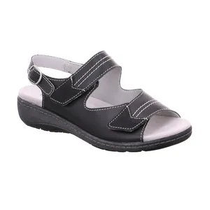 VAN DER LAAN mit Wechselfussbett Comfort-Sandalette Schwarz Leder VAN DER LAAN mit Wechselfussbett Comfort-Sandalette Schwarz Leder
