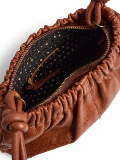 PIECES Beuteltasche Cognac Leder 
