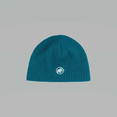 MAMMUT feinmaschig, Logo Mütze Petrol Textil MAMMUT feinmaschig, Logo Mütze Petrol Textil