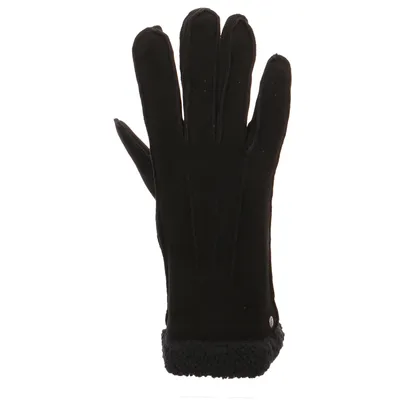 ISOTONER 3 Ziernähte, Fellabschluss Handschuh Schwarz Leder 
