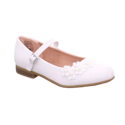 INDIGO Festlicher Sommerschuh Mädchen-Ballerina Weiss Lederimitat INDIGO Festlicher Sommerschuh Mädchen-Ballerina Weiss Lederimitat