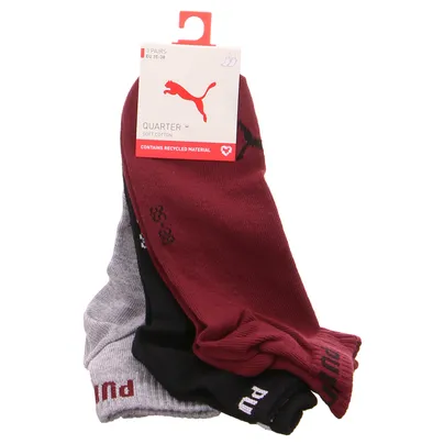 PUMA SOCKEN 3-ER Pack, dünn, Knöchelhoch Freizeitsocken Bordeau Textil 