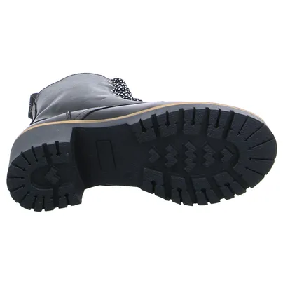 SCHUHENGEL mit Lammfellfutter Stiefelette Schwarz Leder 
