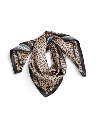 PIECES Tuch Quadrat, Print Leopard Schal Schwarz Textil 
