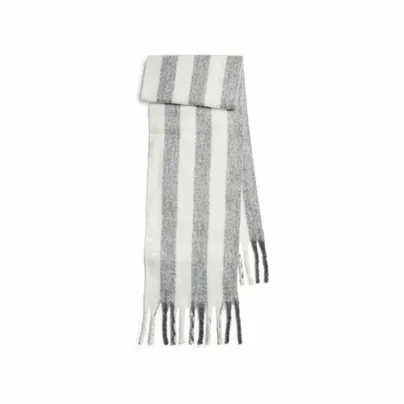 PIECES 200x35cm, Fransen Schal Grau Textil PIECES 200x35cm, Fransen Schal Grau Textil
