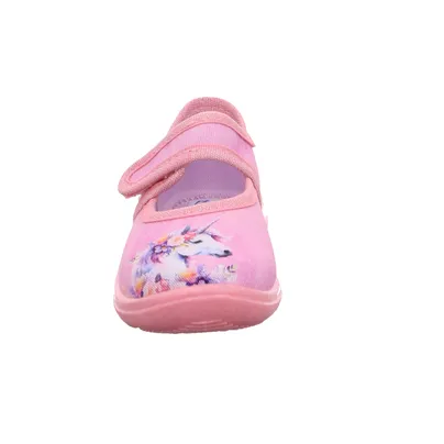 BECK schmaler Mädchenhausschuh Kinder-Hausschuh Rosa Textil 