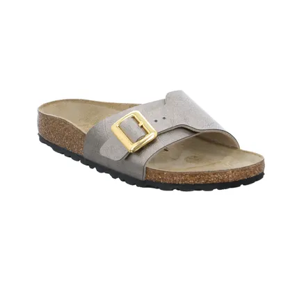 BIRKENSTOCK Bio-Fussbett Taupe Lederimitat 
