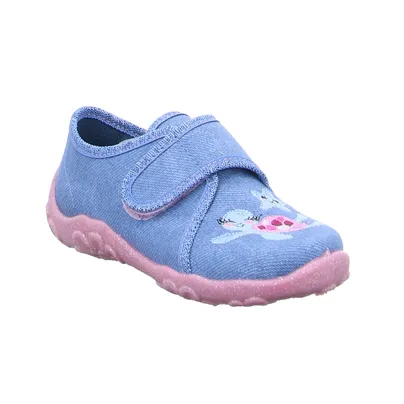 SUPERFIT Mädchenhausschuh Kinder-Hausschuh Blau Textil 