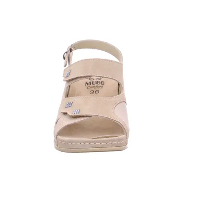MUBB mit Wechselfussbett Comfort-Sandalette Beige Leder MUBB mit Wechselfussbett Comfort-Sandalette Beige Leder