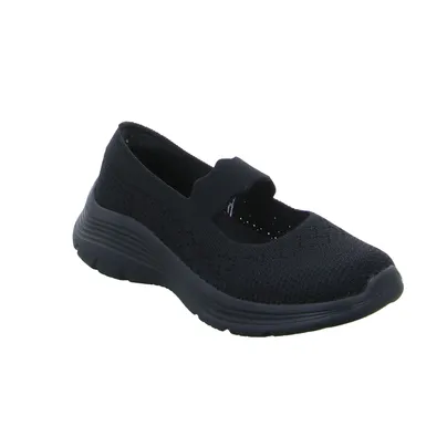 SKECHERS Peeptoe Schwarz Textil 