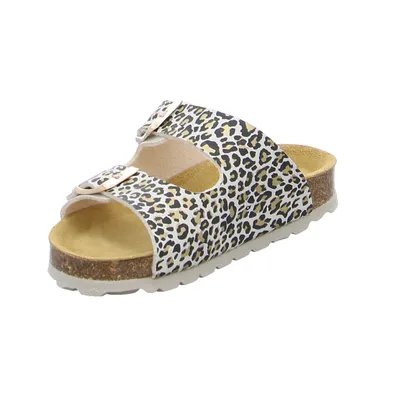 BIOLife Lederdecksohle Kinder-Pantolette Leopard Lederimitat BIOLife Lederdecksohle Kinder-Pantolette Leopard Lederimitat