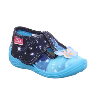 BECK Mädchen Baby-Hausschuh Blau Textil BECK Mädchen Baby-Hausschuh Blau Textil