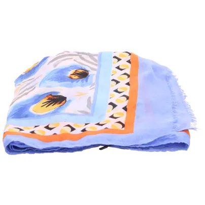 * Schal Muster Blumen abstrakt Schal Blau Textil * Schal Muster Blumen abstrakt Schal Blau Textil