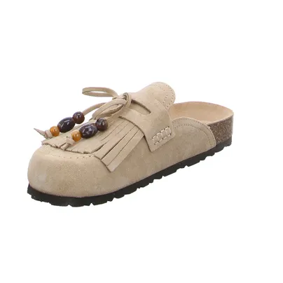 YOKONO Pantolette Beige Leder YOKONO Pantolette Beige Leder