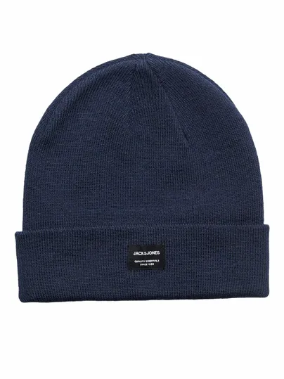 JACK & JONES Umschlag, Feinstrick Mütze Blau Textil 