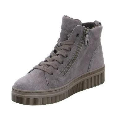 GABOR Comfort-Mid Cut Sneaker Taupe Leder 