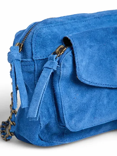 PIECES Umhängetasche Jeansblau Leder 