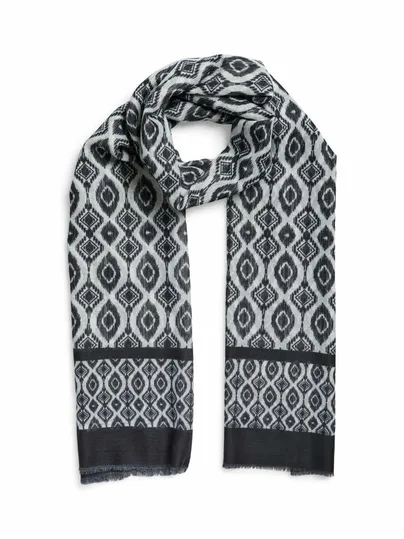 PIECES Schal breit, feine Fransen Schal Schwarz Textil 